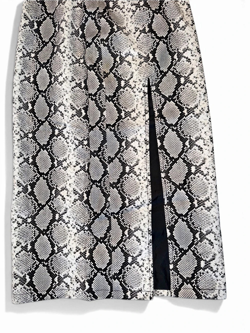 NWT Topshop Snakeskin Faux Leather Pencil Midi Skirt High Slit - Picture 4 of 8